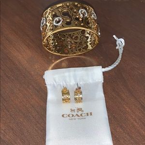 Coach Pierced Signature Bangle & Matching Earrings
